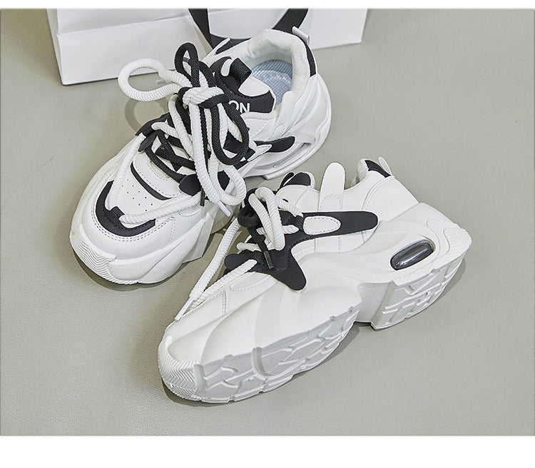 Women's Chunky Sole Retro Dad Sneakers - Multi-Color Casual Streetwear Shoes