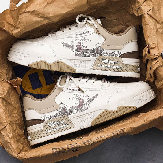 Chinese National's High-Top Skateboarding Shoes for Men Trendy All-Season Height-Increasing Sports Shoes Summer Leisure Original