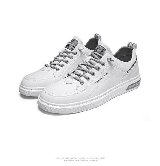Men's Leather Low - Top Sneakers - Casual Lace - Up Fashion Shoes