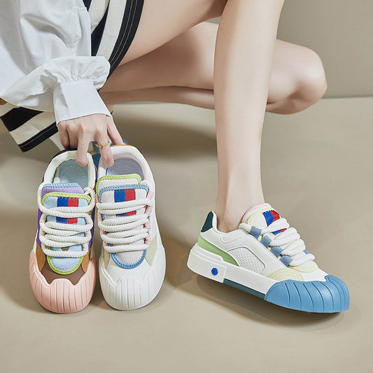 Women’s Colorful Paneled Sneakers - Vintage Vibe & Modern Flair