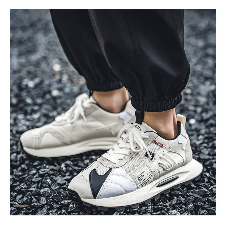 Men's Retro Patchwork Chunky Sole Sneakers - Multi-Color Casual Athletic Shoes