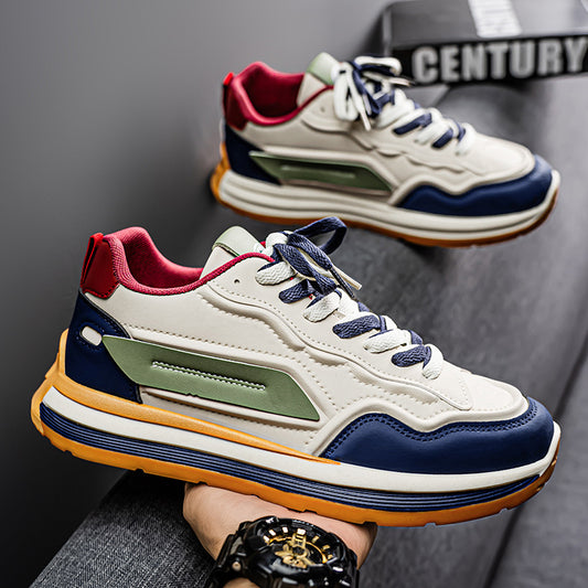 Men's Retro Chunky Sole Sneakers - Multi-Color Casual Streetwear Athletic Shoes