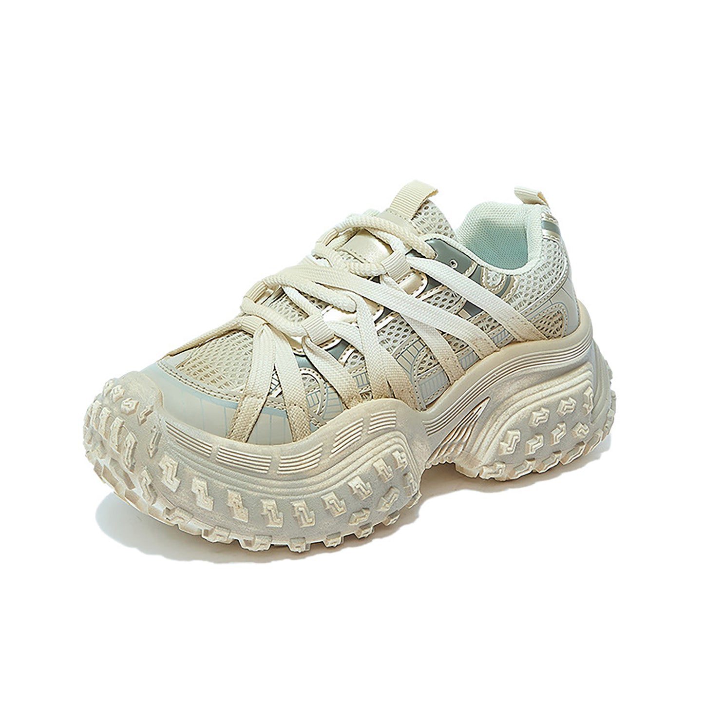 Sporty Chunky Sneakers: Mesh Panels & All - Terrain Soles