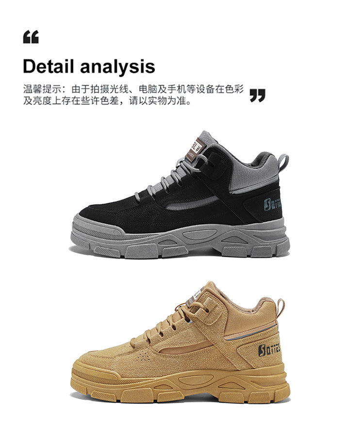Men's High-Top Workwear Sneakers - Chunky Sole Casual Athletic Shoes