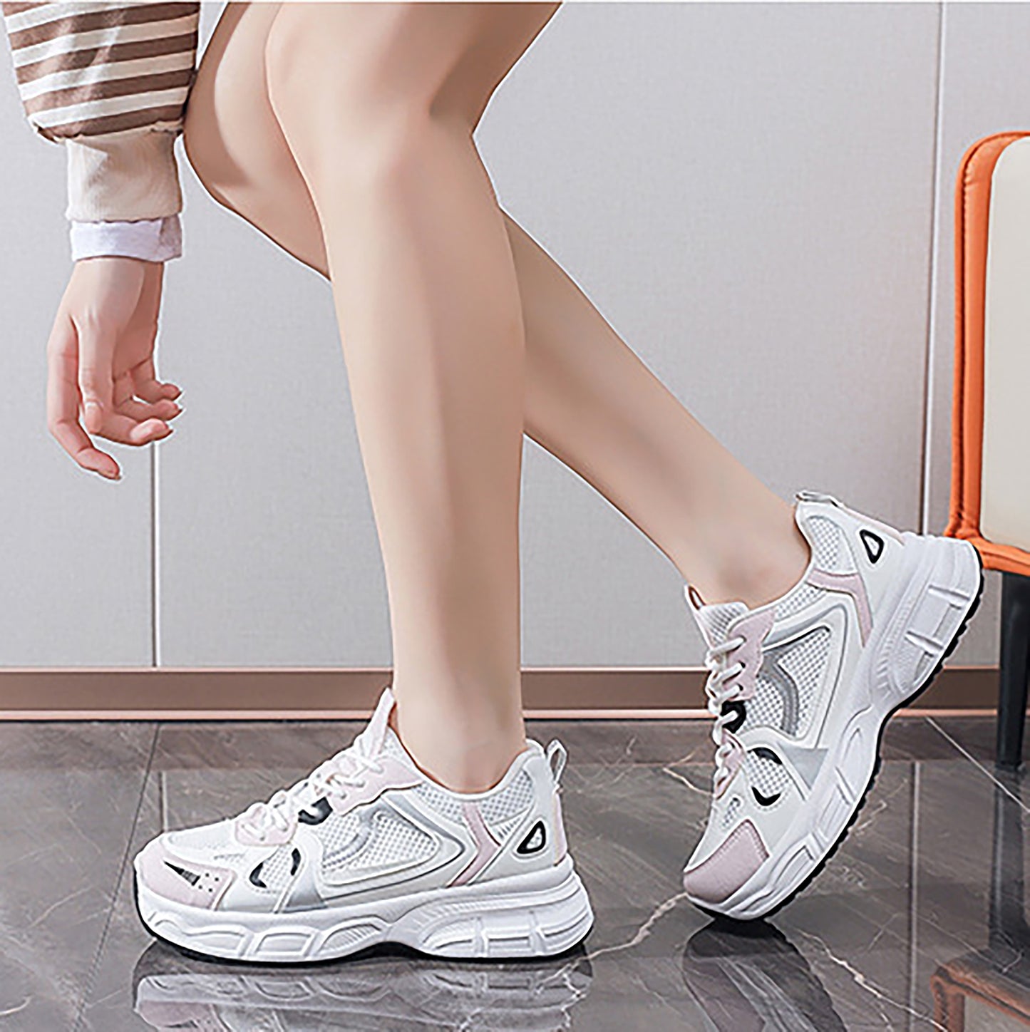 Women's Retro Chunky Sole Dad Sneakers - Multi-Color Casual Athletic Shoes | Pink Gray Silver Styles