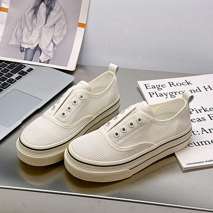 Korean-style colored thin mesh summer one-foot, round-toe, pulled-up lazy shoes with thick soles and breathable casual shoes