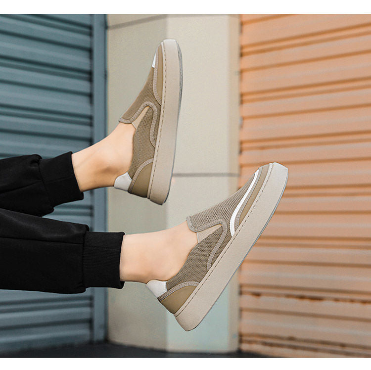 Men's Black Mesh Slip-On Chunky Sole Casual Sneakers