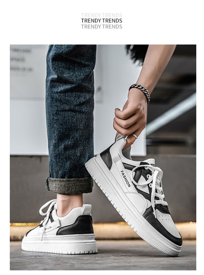Men's Fashion Low-Top Sneakers - Colorblock Casual Shoes for Men | White Gray & Black White Styles
