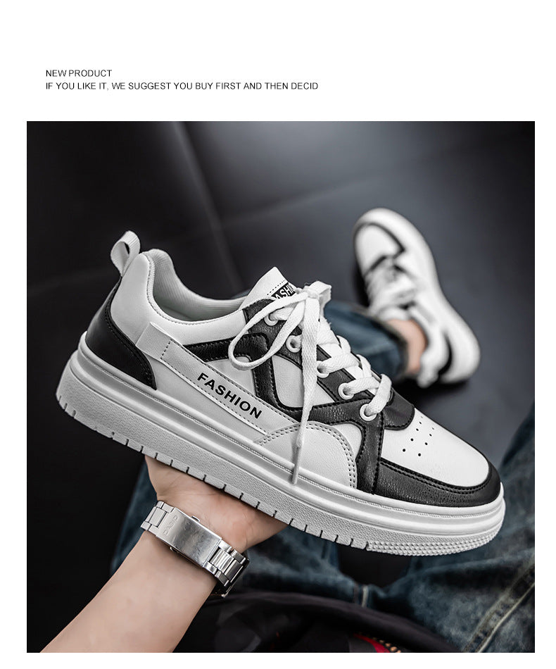Men's Fashion Low-Top Sneakers - Colorblock Casual Shoes for Men | White Gray & Black White Styles