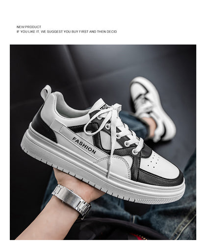 Men's Fashion Low-Top Sneakers - Colorblock Casual Shoes for Men | White Gray & Black White Styles