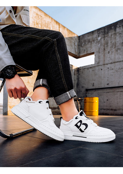 Men's Streetwear Low-Top Sneakers - Bold Logo Patchwork Casual Shoes (Black/White & White/Black)