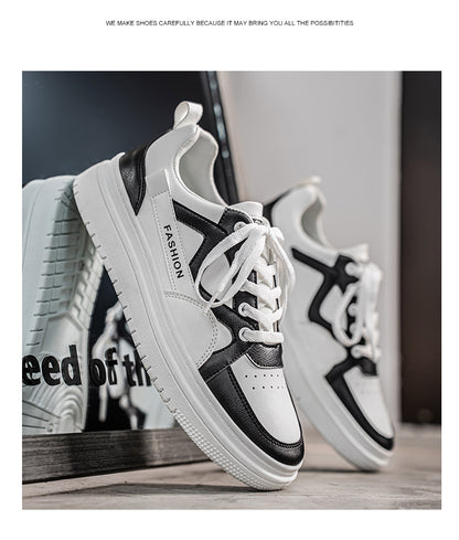 Men's Fashion Low-Top Sneakers - Colorblock Casual Shoes for Men | White Gray & Black White Styles