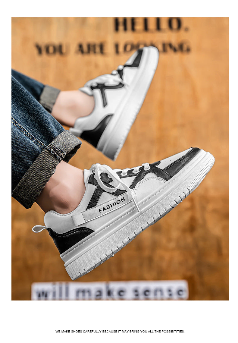 Men's Fashion Low-Top Sneakers - Colorblock Casual Shoes for Men | White Gray & Black White Styles