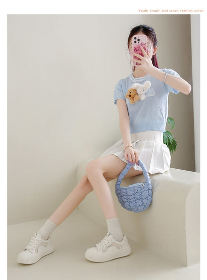 D111 Sweet Girl Style White Sneakers