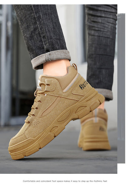 Men's High-Top Workwear Sneakers - Chunky Sole Casual Athletic Shoes
