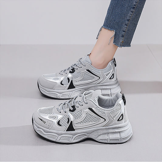Women's Retro Chunky Sole Dad Sneakers - Multi-Color Casual Athletic Shoes | Pink Gray Silver Styles