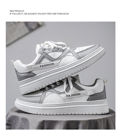 Men's Fashion Low-Top Sneakers - Colorblock Casual Shoes for Men | White Gray & Black White Styles