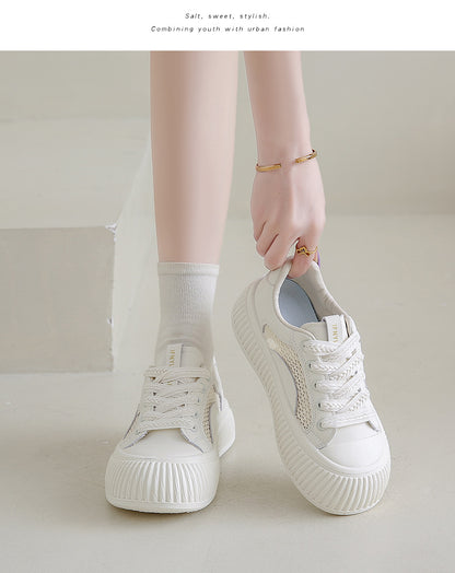 Chunky Sole White Sneakers - Lightweight & Breathable for Daily