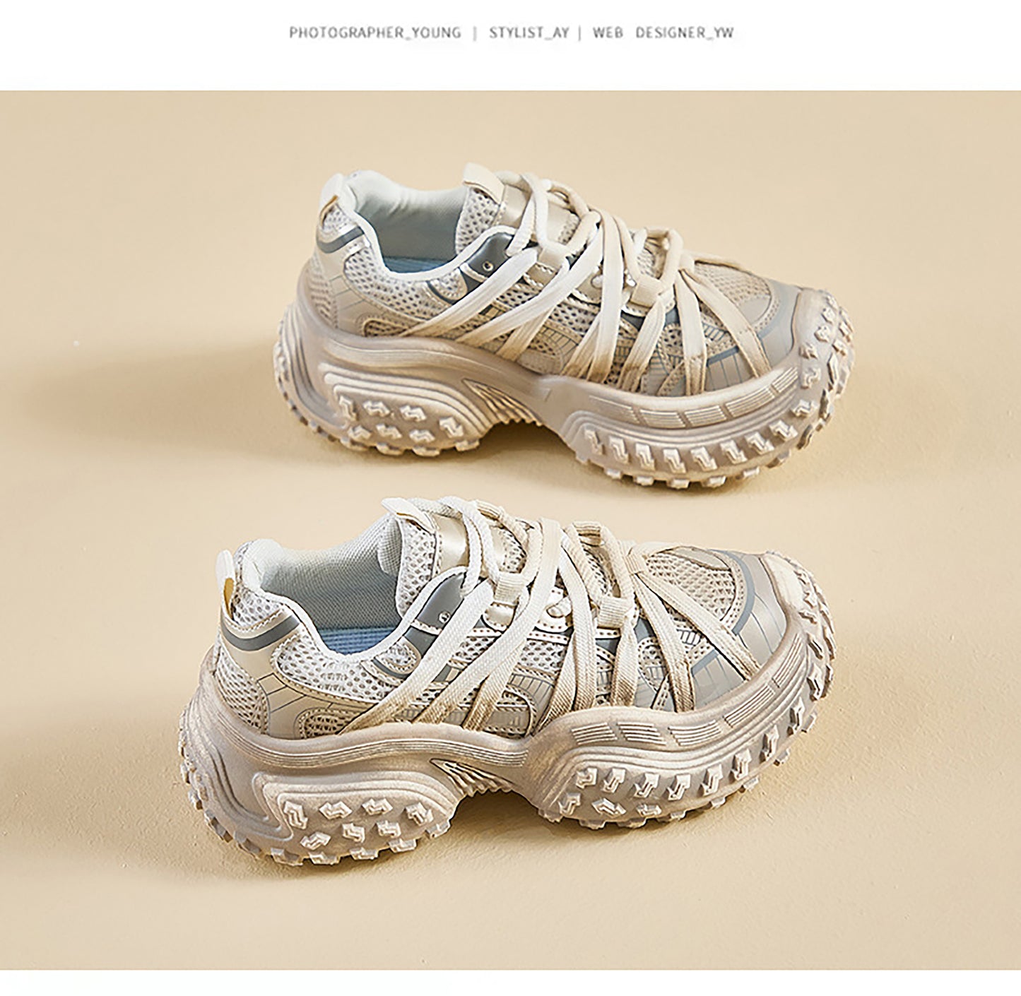 Sporty Chunky Sneakers: Mesh Panels & All - Terrain Soles