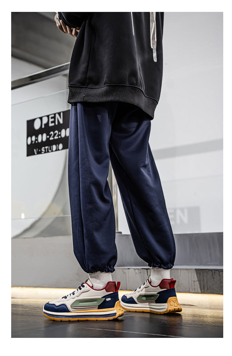 Men's Retro Chunky Sole Sneakers - Multi-Color Casual Streetwear Athletic Shoes