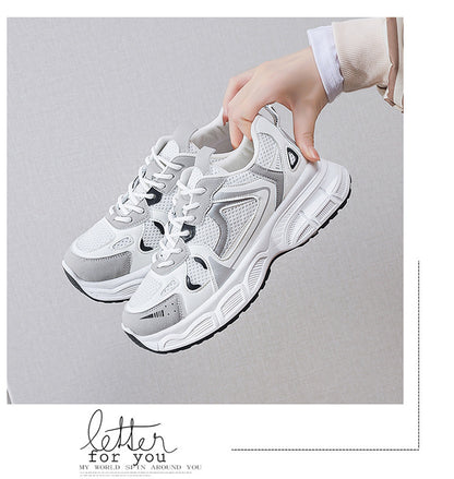 Women's Retro Chunky Sole Dad Sneakers - Multi-Color Casual Athletic Shoes | Pink Gray Silver Styles