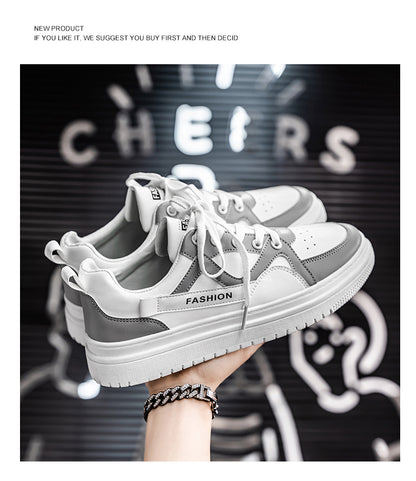 Men's Fashion Low-Top Sneakers - Colorblock Casual Shoes for Men | White Gray & Black White Styles