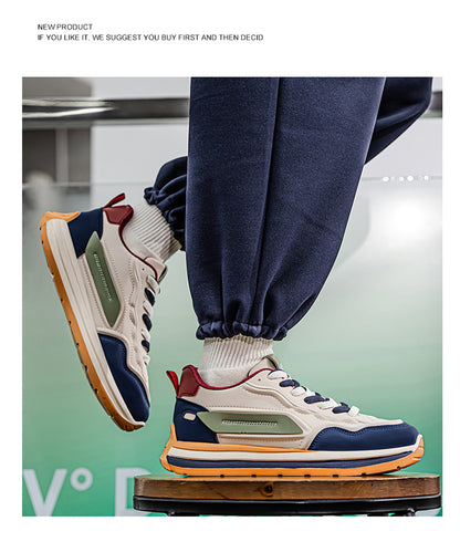 Men's Retro Chunky Sole Sneakers - Multi-Color Casual Streetwear Athletic Shoes