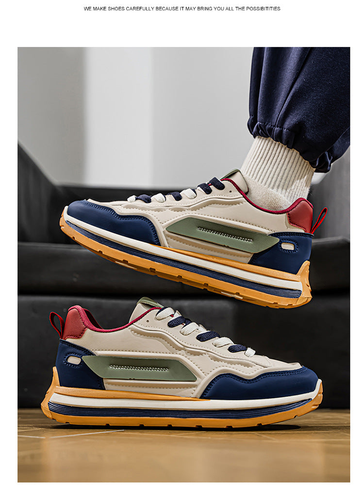Men's Retro Chunky Sole Sneakers - Multi-Color Casual Streetwear Athletic Shoes