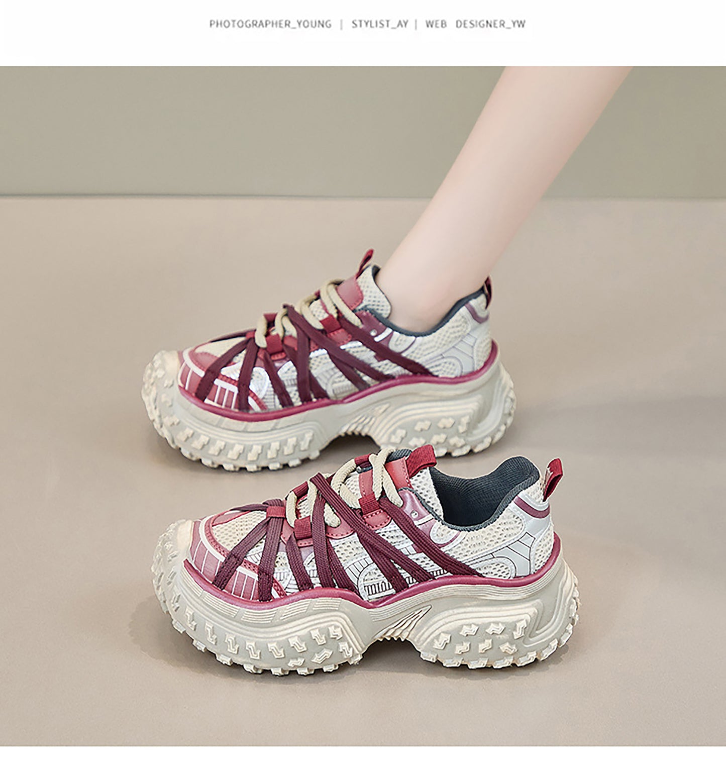 Sporty Chunky Sneakers: Mesh Panels & All - Terrain Soles