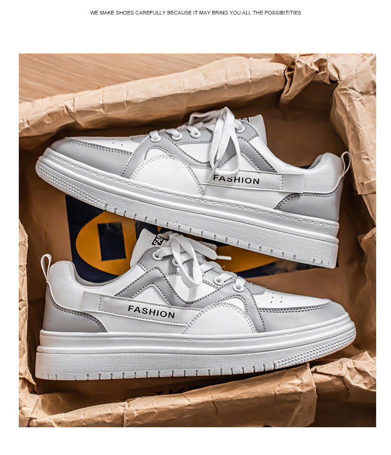 Men's Fashion Low-Top Sneakers - Colorblock Casual Shoes for Men | White Gray & Black White Styles