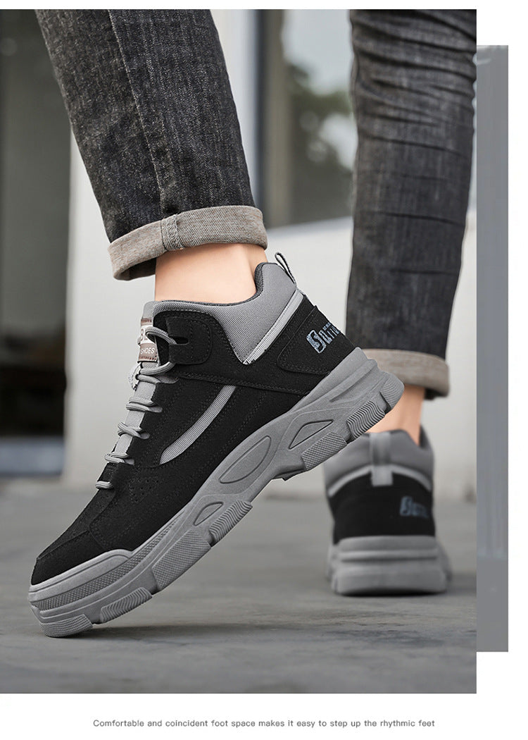 Men's High-Top Workwear Sneakers - Chunky Sole Casual Athletic Shoes