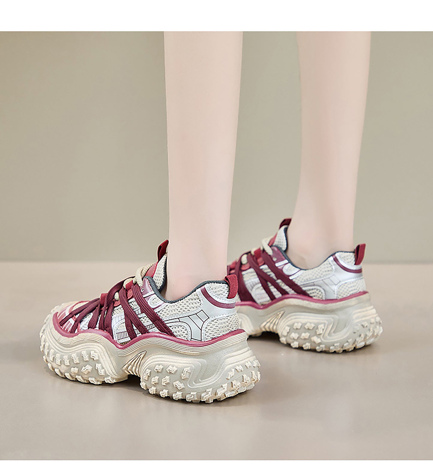 Sporty Chunky Sneakers: Mesh Panels & All - Terrain Soles