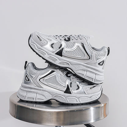 Women's Retro Chunky Sole Dad Sneakers - Multi-Color Casual Athletic Shoes | Pink Gray Silver Styles