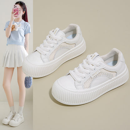 Chunky Sole White Sneakers - Lightweight & Breathable for Daily
