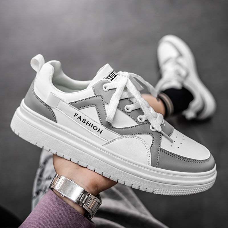 Men's Fashion Low-Top Sneakers - Colorblock Casual Shoes for Men | White Gray & Black White Styles