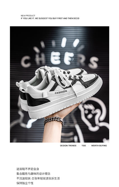Men's Fashion Low-Top Sneakers - Colorblock Casual Shoes for Men | White Gray & Black White Styles