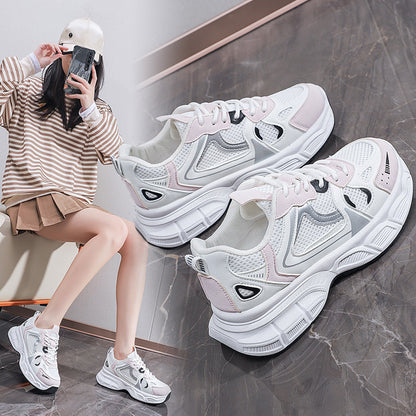 Women's Retro Chunky Sole Dad Sneakers - Multi-Color Casual Athletic Shoes | Pink Gray Silver Styles