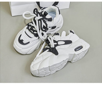 Women's Chunky Sole Retro Dad Sneakers - Multi-Color Casual Streetwear Shoes