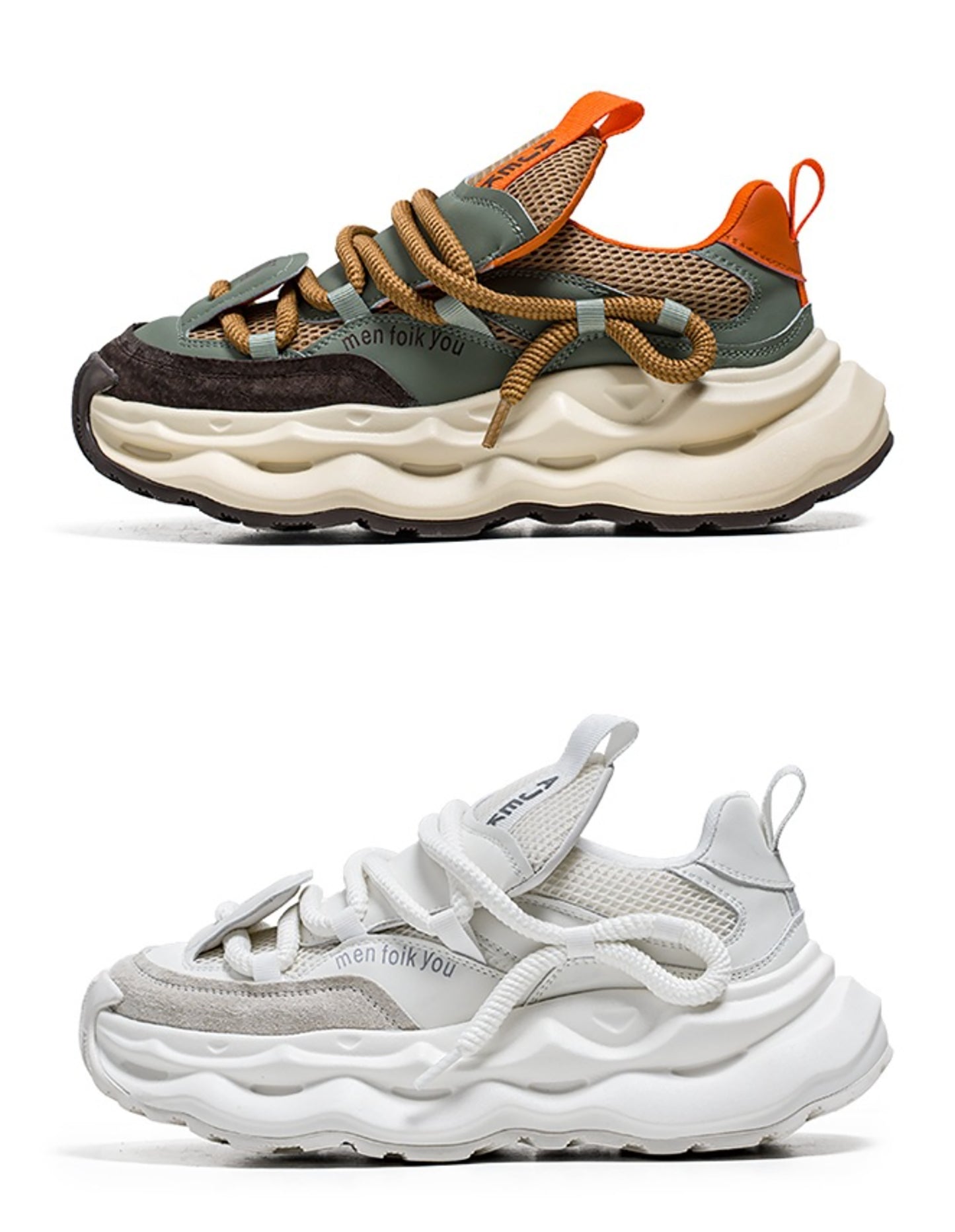 Men's Chunky Sole Dad Sneakers - Retro Streetwear Shoes with Unique Rope Lacing (Multiple Colors)