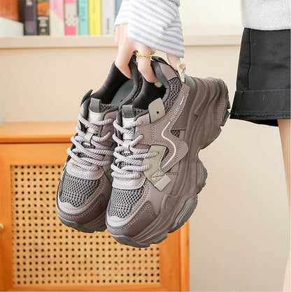 Sporty Dad Sneakers: Chunky Heel & Breathable Mesh