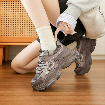 Sporty Dad Sneakers: Chunky Heel & Breathable Mesh