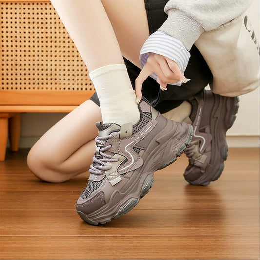 Sporty Dad Sneakers: Chunky Heel & Breathable Mesh