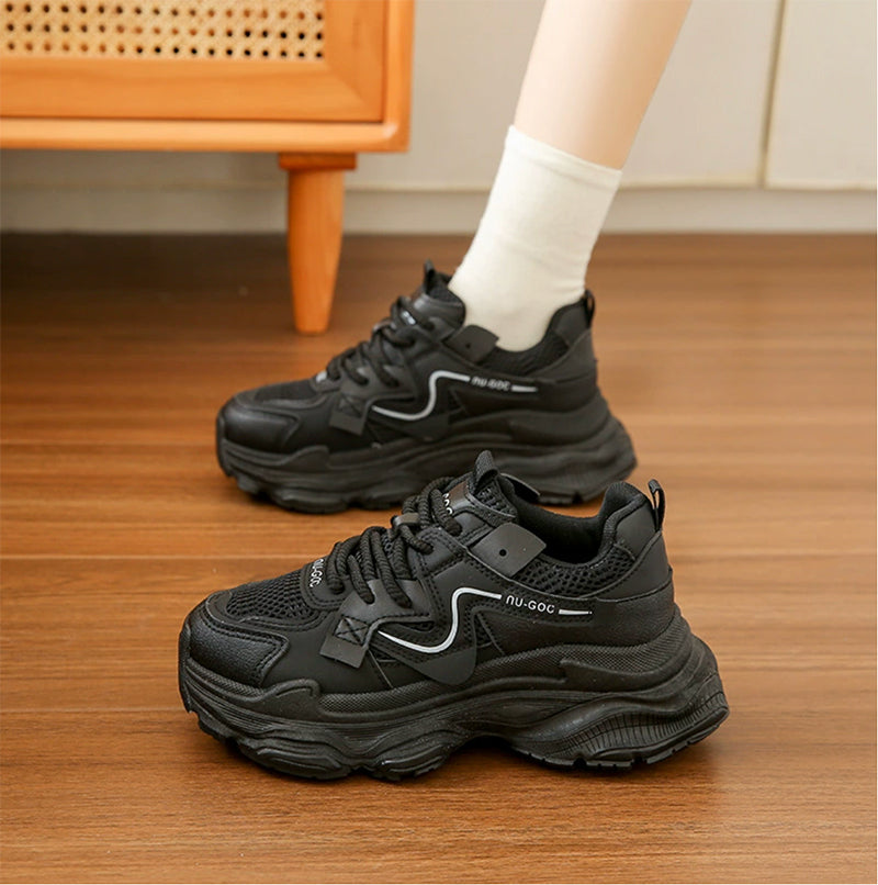 Sporty Dad Sneakers: Chunky Heel & Breathable Mesh