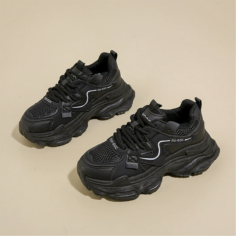 Sporty Dad Sneakers: Chunky Heel & Breathable Mesh