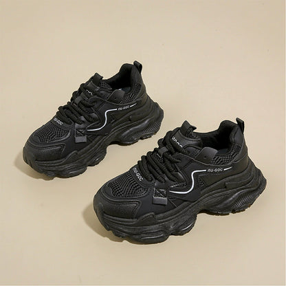 Sporty Dad Sneakers: Chunky Heel & Breathable Mesh