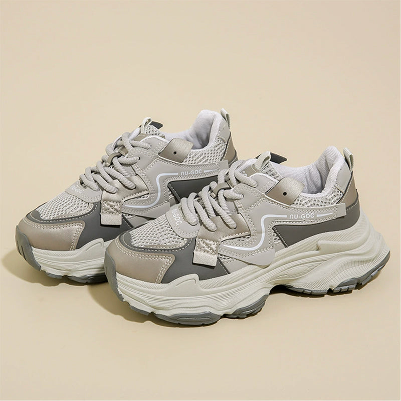 Sporty Dad Sneakers: Chunky Heel & Breathable Mesh