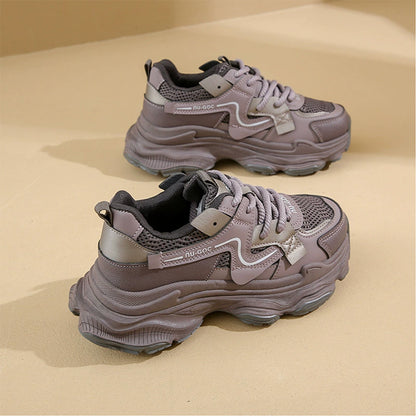 Sporty Dad Sneakers: Chunky Heel & Breathable Mesh