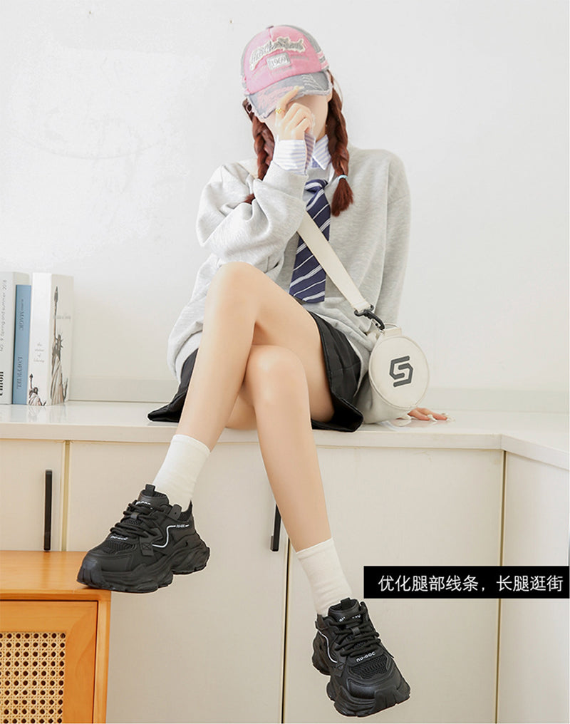 Sporty Dad Sneakers: Chunky Heel & Breathable Mesh