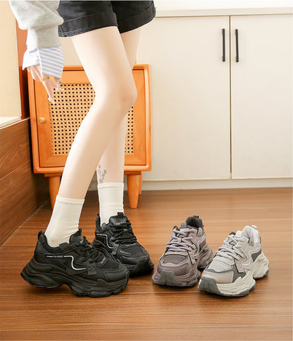 Sporty Dad Sneakers: Chunky Heel & Breathable Mesh