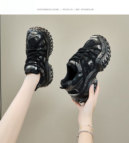 Sporty Chunky Sneakers: Mesh Panels & All - Terrain Soles